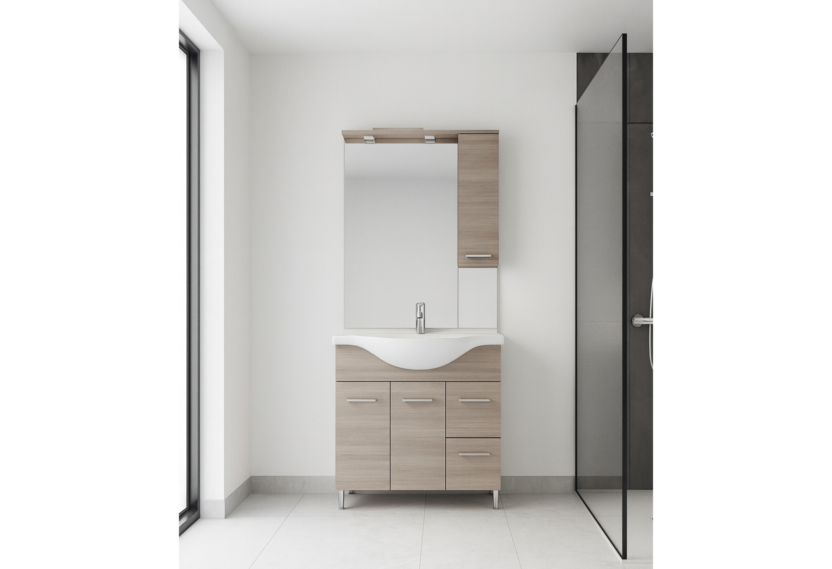 Απεικονίζεται ο καθρέπτης του επίπλου μπάνιου